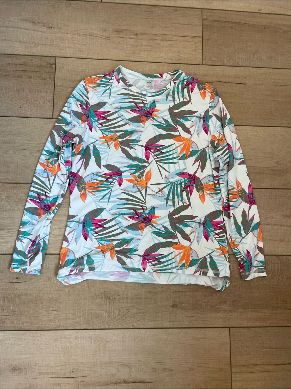 Roxy Long-Sleeve Tropical Print Rash Guard Size S
